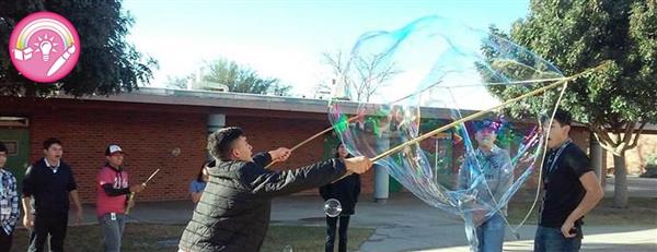 Students with giant bubble